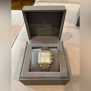 Michele Deco two tone watch with diamonds in excellent condition!!